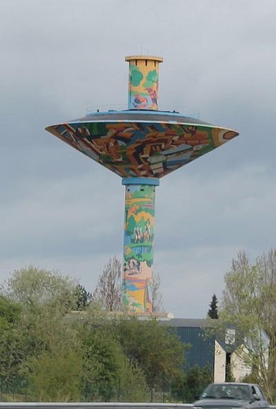 Colourful water towers