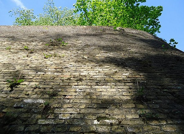 Looking up the ramparts