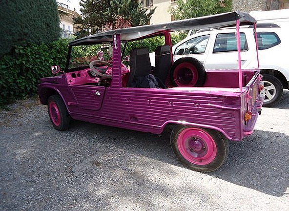 The pink jeep sans St Bernard